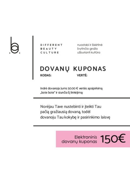 150 EUR elektroninis BOTE BOTE dovanų kuponas