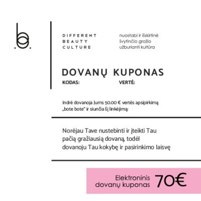 70 EUR elektroninis BOTE BOTE dovanų kuponas