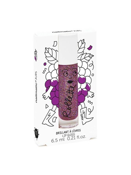 Nailmatic KIDS BLACKBERRY Rollette Lip Gloss gervuogių skonio lūpų blizgesys, 6,5 ml.