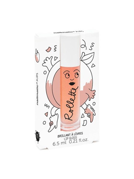 Nailmatic KIDS PEACH Rollette Lip Gloss persikų skonio lūpų blizgesys, 6.5 ml.