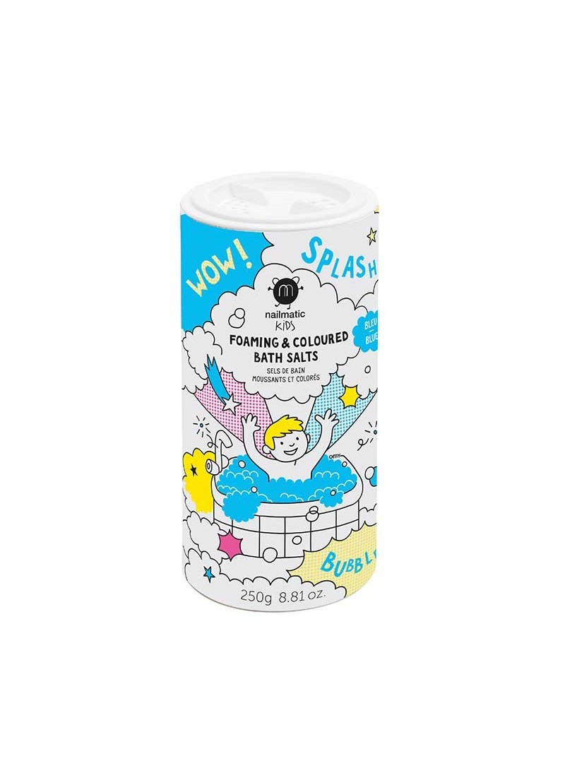 Nailmatic KIDS FOAMING&COLOURED BLUE BATH SALTS mėlyna vonios druska, 250 g.