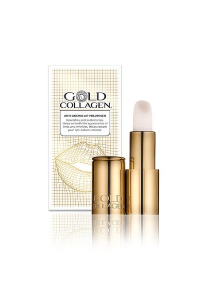 GOLD COLLAGEN putlinamasis ir senėjimą lėtinantis lūpų balzamas, 4 g.