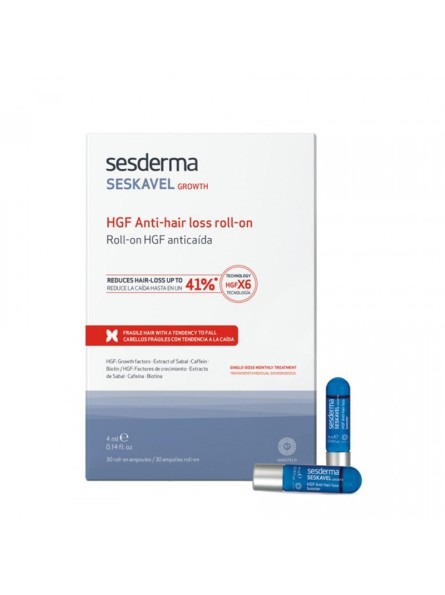 Ampulės nuo plaukų slinkimo Sesderma SESKAVEL HGF, 30x4 ml