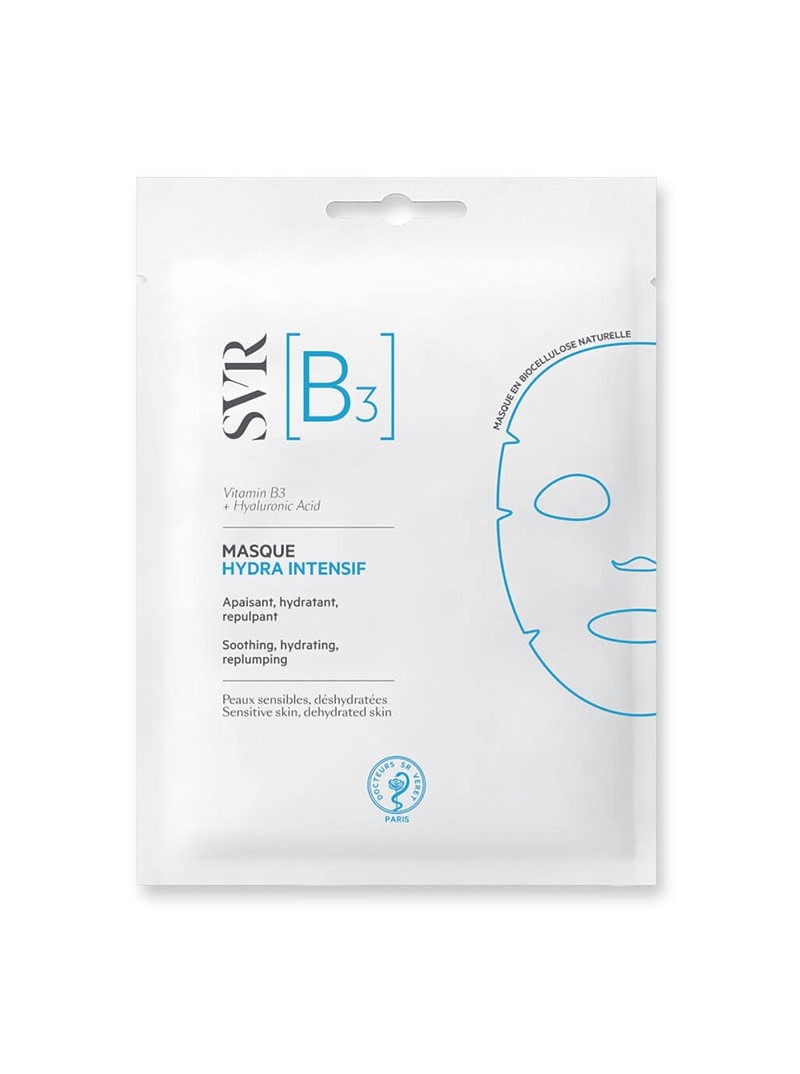 SVR B3 INTENSIVE HYDRA MASK bioceliuliozinė intensyviai drėkinanti veido kaukė, 1 vnt.