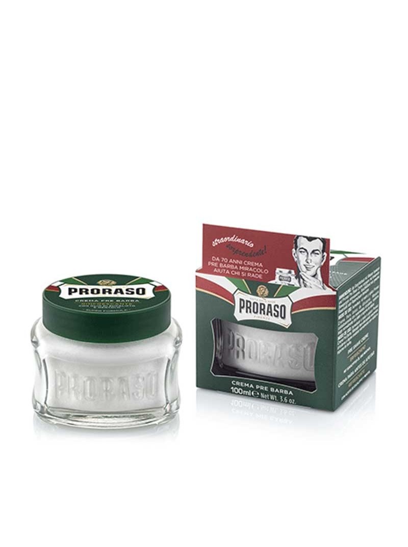 Proraso GREEN LINE PRE-SHAVE CREAM gaivinantis kremas prieš skutimąsi, 100 ml.