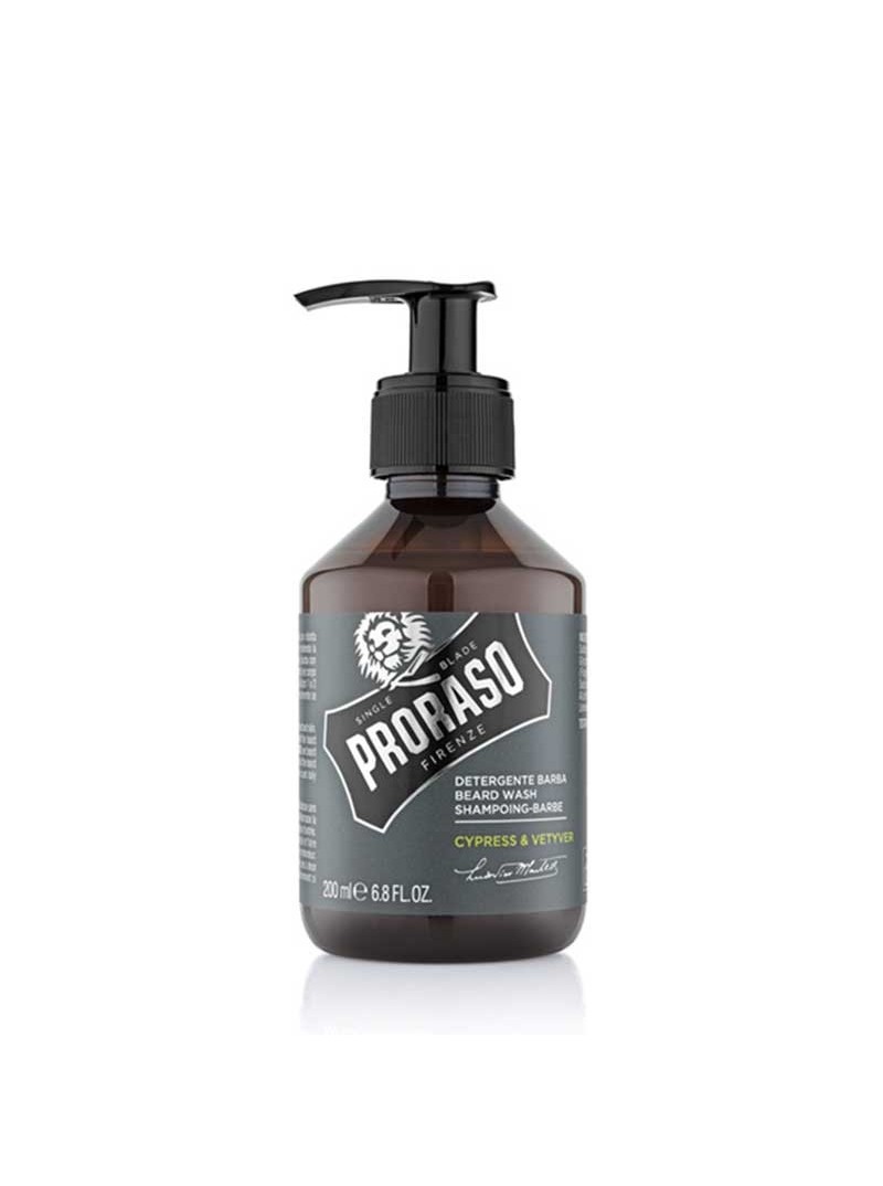 Proraso CYPRESS&VETYVER BEARD WASH barzdos šampūnas, 200 ml.