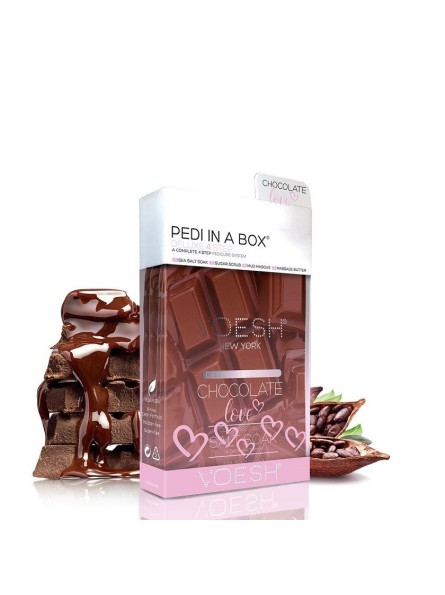 Voesh PEDI IN A BOX 4IN1 CHOCOLATE maitinanti procedūra kojoms su kakavos sėklų sviestu, 1 vnt.