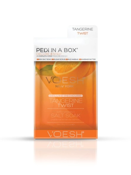 Voesh PEDI IN A BOX 4IN1 TANGERINE TWIST gaivinanti procedūra kojoms su vitaminu C, 1 vnt.