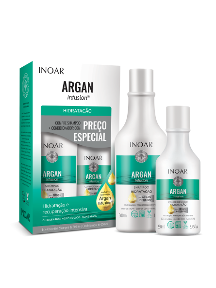 INOAR ARGAN HYDRATING DUO KIT plaukus drėkinantis šampūno ir kondicionieriaus rinkinys