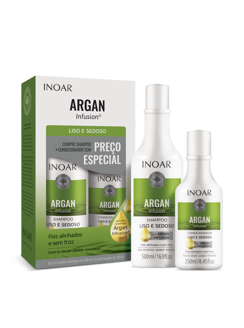 INOAR ARGAN INFUSION SMOOTH AND SILKY DUO KIT glotnių ir švelnių plaukų rinkinys