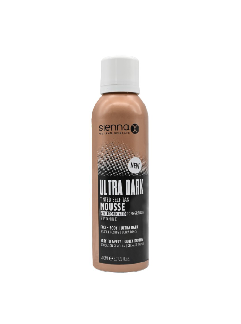 Sienna-X ULTRA DARK TANNING MOUSSE savaiminio įdegio putos su hialurono rūgštimi, 200 ml.