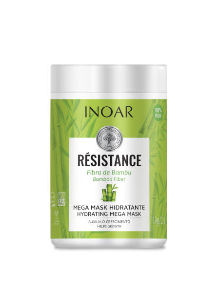 Kaukė pažeistiems plaukams Inoar Resistance Fibra de Bambu, 1000 g.