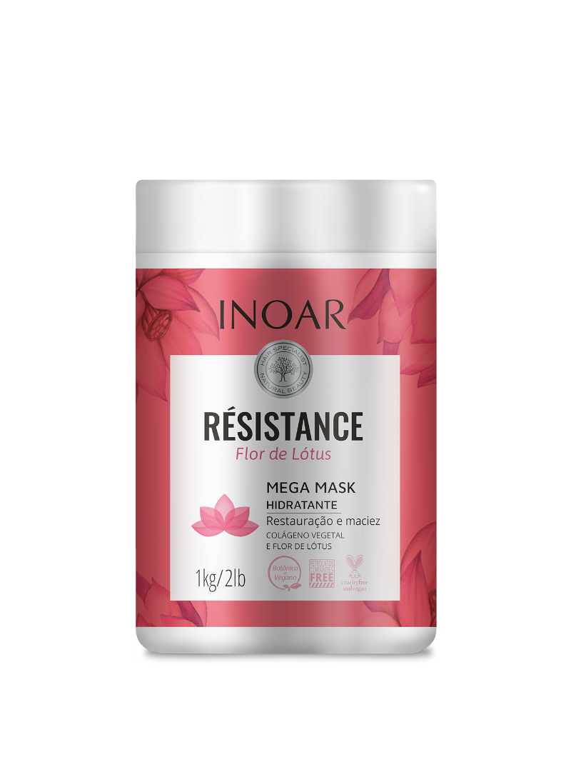 Kaukė silpniems plaukams Inoar Resistance Flor de Lotus, 1000 g.