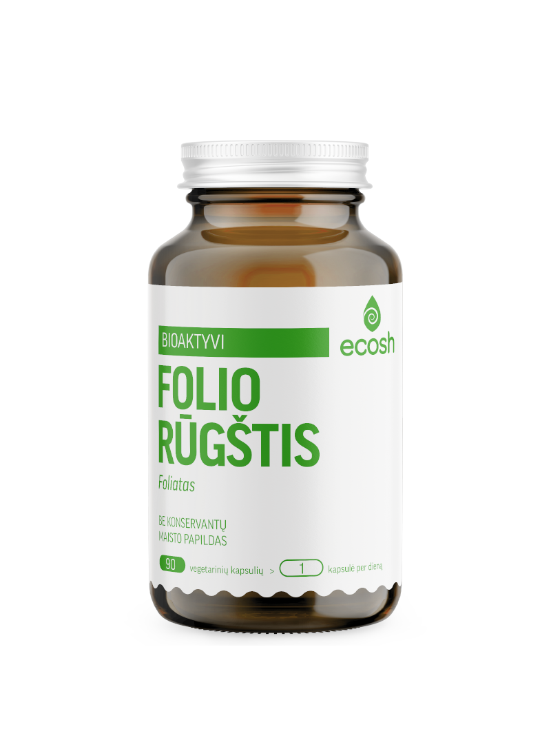 Bioaktyvi folio rūgštis (foliatas), 800µg, 90 kapsulių