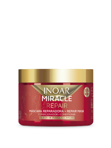 INOAR atkurianti ir blizgesio suteikianti plaukų kaukė Miracle Repair, 250 g.