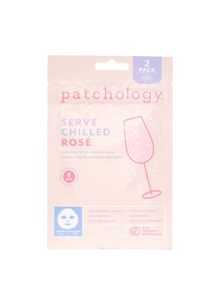 Korėjietiškos lakštinės veido kaukės Patchology Serve Chilled Rose, 2 vnt