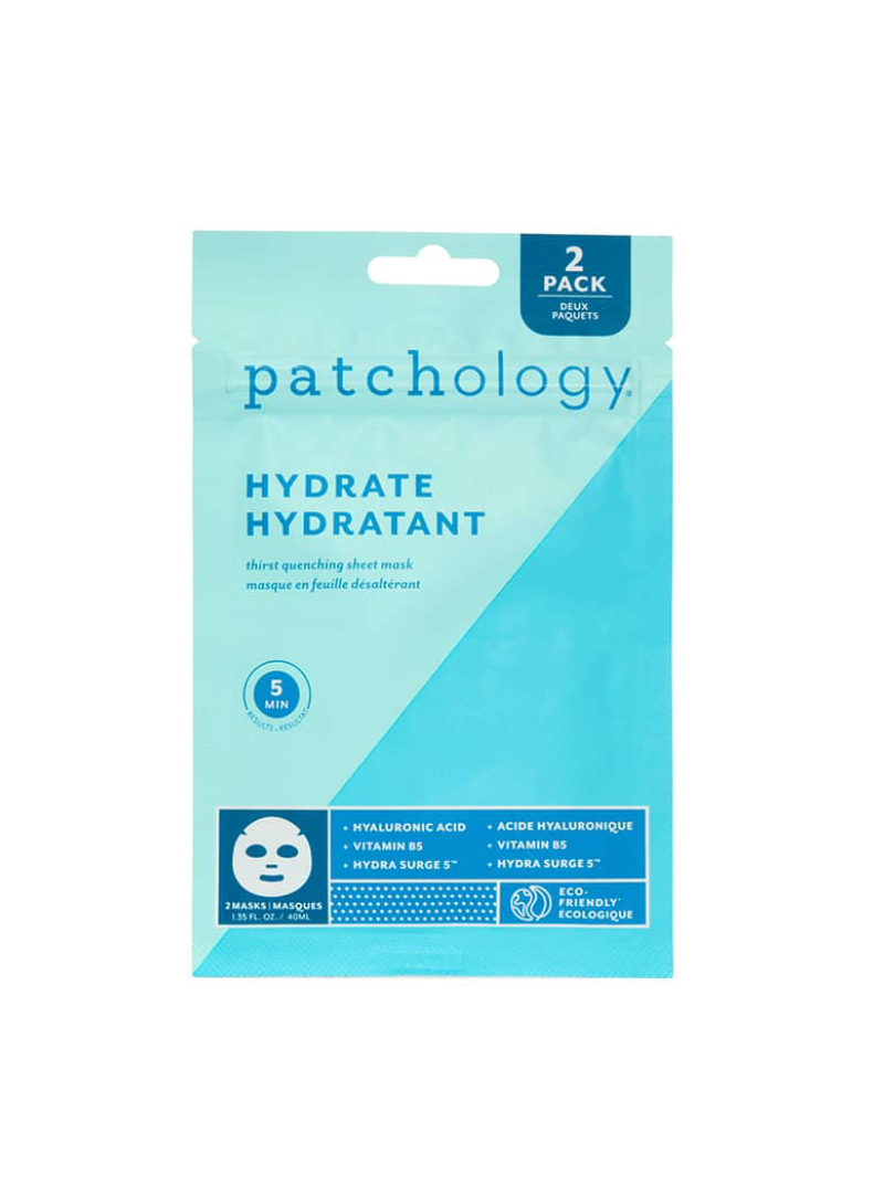 Drėkinančios lakštinės veido kaukės Patchology FlashMasque Hydrate, 2 vnt