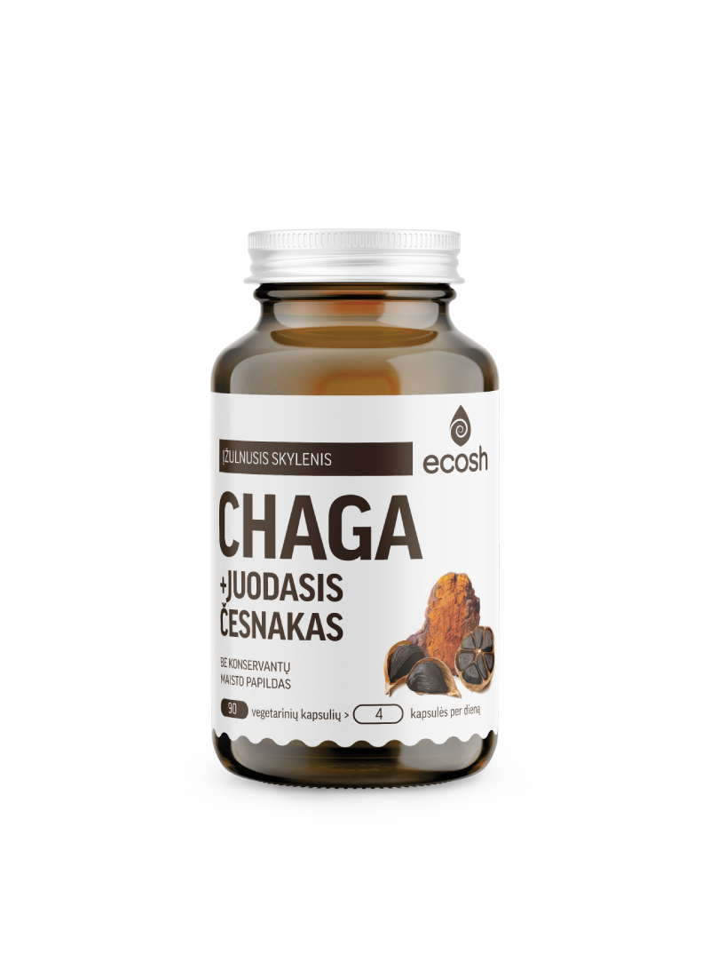 Ecosh Chaga su juoduoju česnaku, maisto papildas