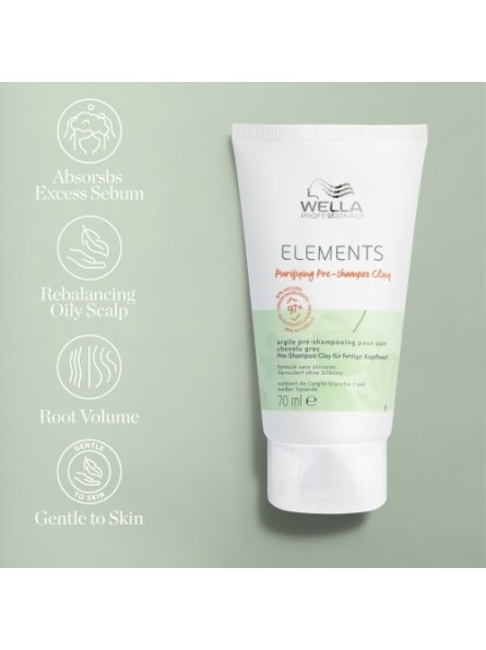 Wella Professionals ELEMENTS Pre-shampoo Clay Valantis molis riebiai galvos odai 70ml.