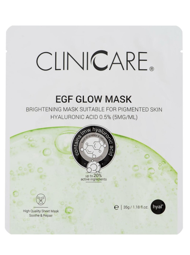 Clinicare EGF GLOW Mask Švytėjimo suteikianti lakštinė kaukė, 1 vnt.