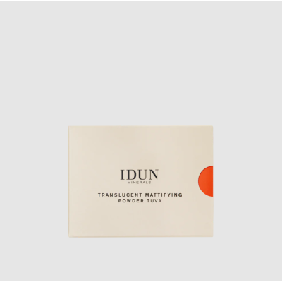 Idun Minerals TRANSLUCENT MATTIFYING MINERAL POWDER TUVA Kompaktinė pudra skaidri/permatoma, 3,5 g.