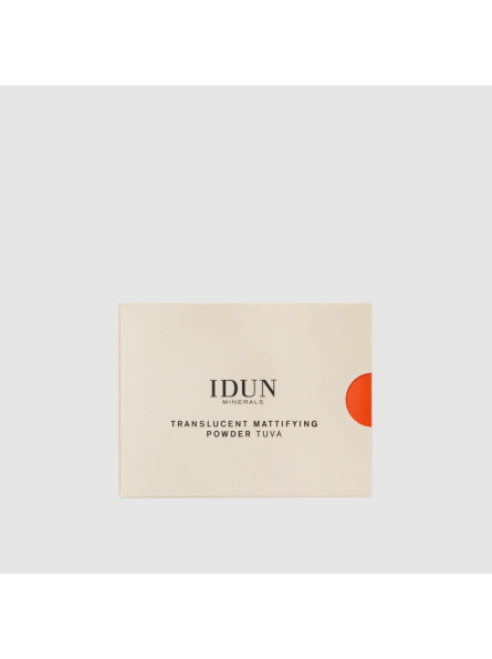 Idun Minerals TRANSLUCENT MATTIFYING MINERAL POWDER TUVA Kompaktinė pudra skaidri/permatoma, 3,5 g.