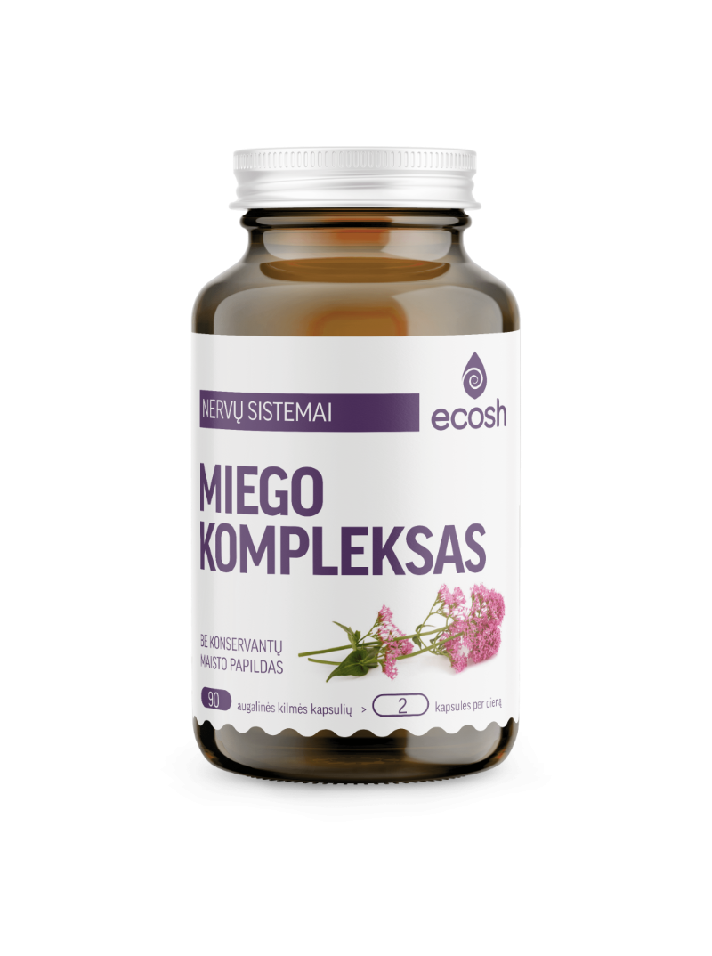 Ecosh Miego kompleksas, su melatoninu ir aminorūgštimis, 90 kapsulių