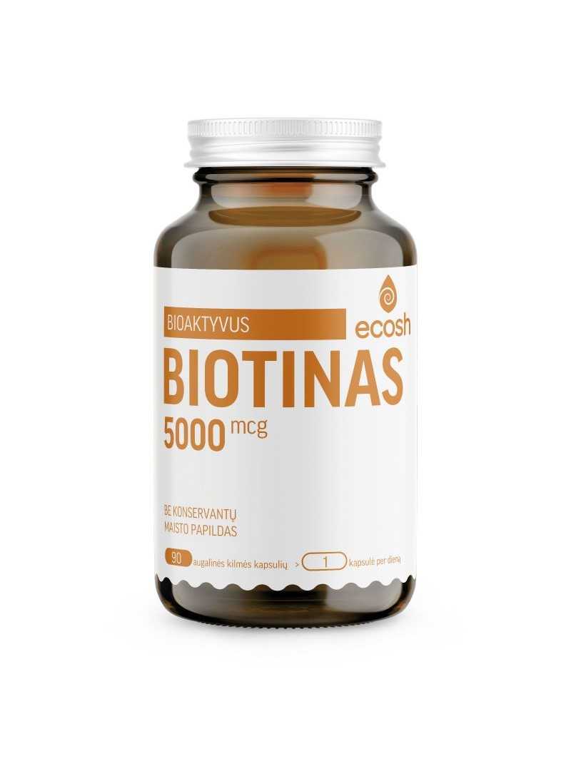 Bioaktyvus biotinas Ecosh, 5000µg, 90 kapsulių