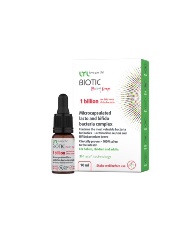 Gerosios bakterijos kūdikiams ir vaikams LYL Biotic Baby Drops, 10 ml.