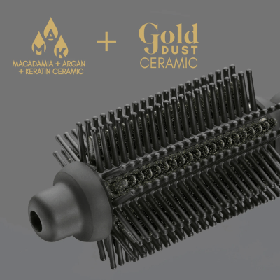 Garbanojimo šukos Diva Pro Styling Precious Metals Gold Dust Full Volume, Curling & Styling Hot Brush