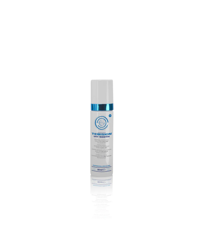 Tebiskin UV-SOOTH SPF50+ Raminantis, drėkinantis kremas, pasižymintis labai patikima apsauga nuo saulės, 50 ml.