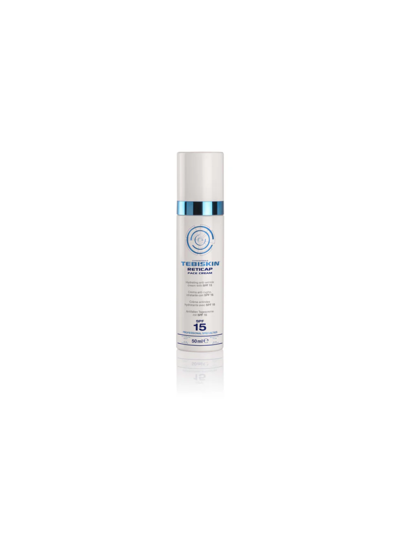 Tebiskin RETICAP SPF 15 Senėjimo požymius mažinantis kremas nuo raukšlių, 50 ml.