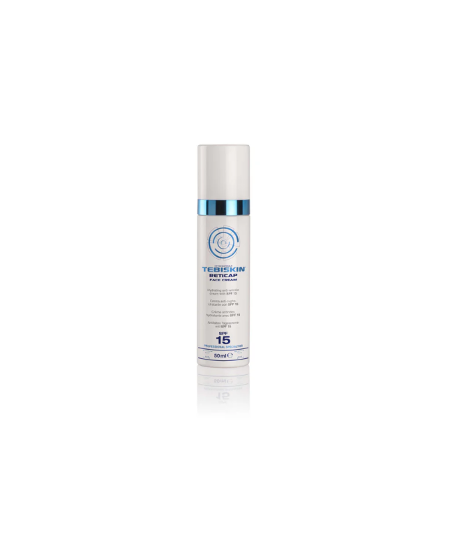 Tebiskin RETICAP SPF 15 Senėjimo požymius mažinantis kremas nuo raukšlių, 50 ml.