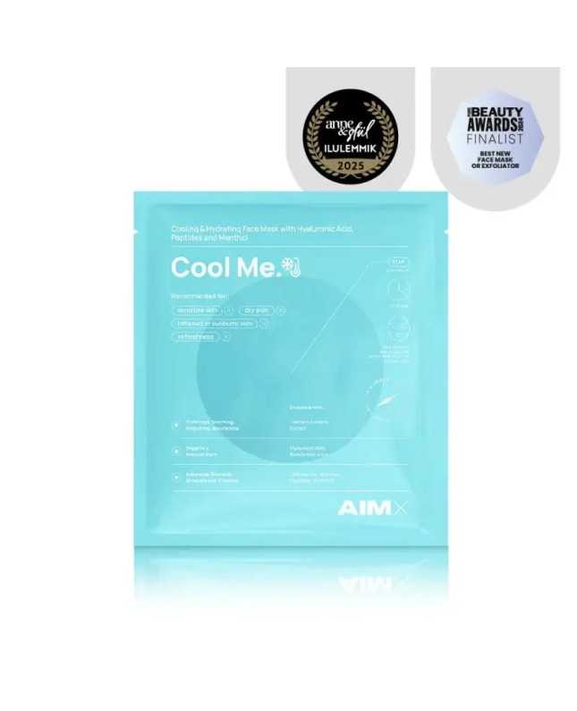 AIMX Cool Me drėkinanti lakštinė kaukė su vėsinančiu ir raminančiu poveikiu