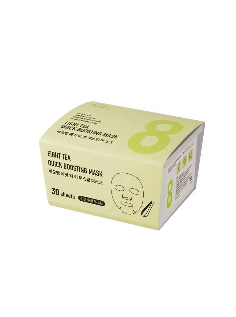 BOM Eight Tea Quick Boosting Mask - lakštinės veido kaukės, 30vnt.