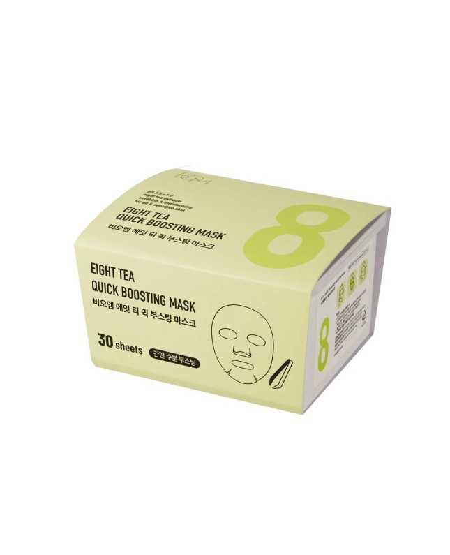 BOM Eight Tea Quick Boosting Mask - lakštinės veido kaukės, 30vnt.