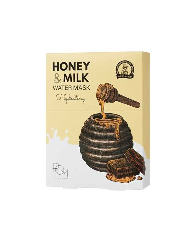 BOM Honey & Milk Water Mask - Drėkinančios odą lakštinės veido kaukės, 10vnt.