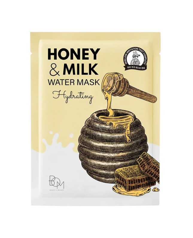 BOM Honey & Milk Water Mask - Drėkinančios odą lakštinės veido kaukės, 10vnt.