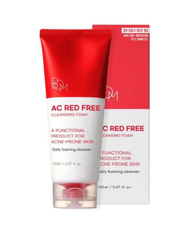 BOM Ac Red Free Cleansing Foam - valomosios veido putos, 150ml