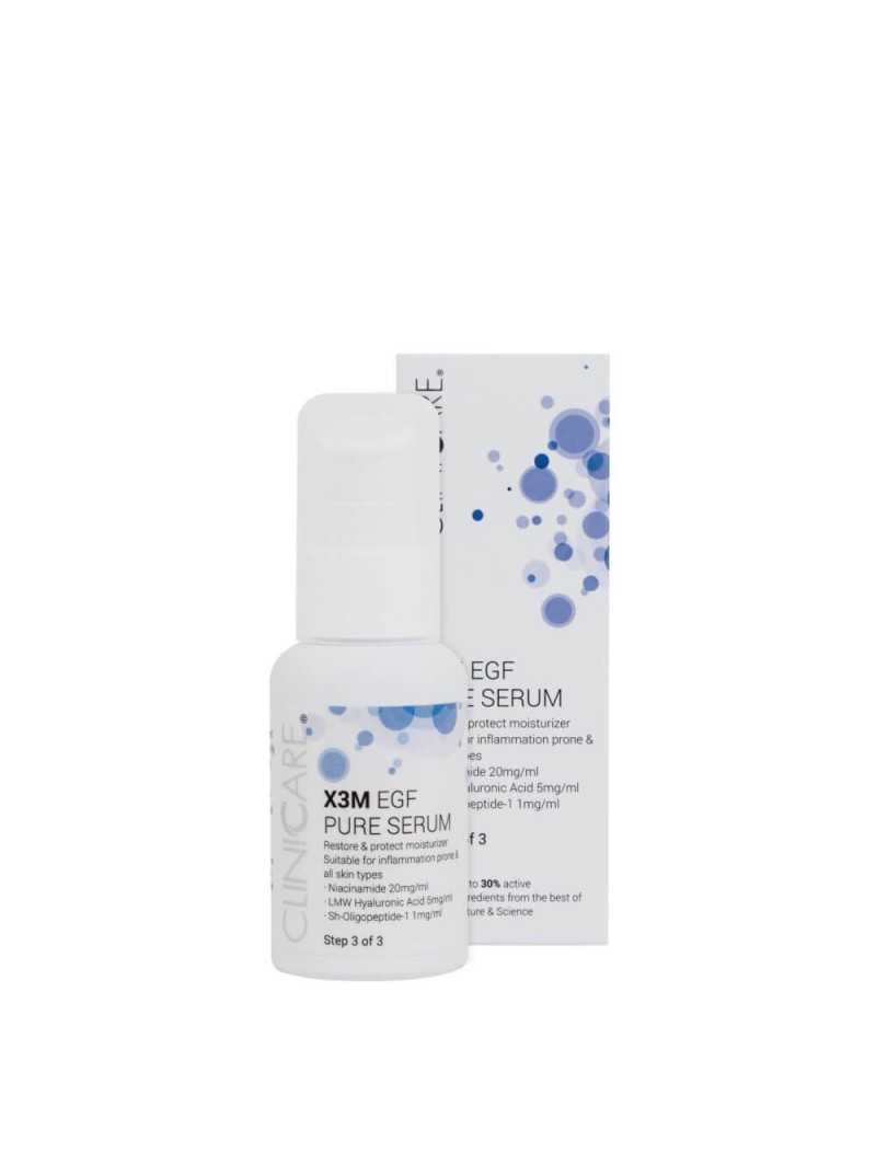 Clinicare X3M EGF PURE SERUM MOISTURIZER priešuždegiminio poveikio drėkinantis veido serumas, 50 ml.